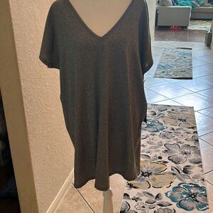 Michael Lauren Women's M V-Neck Tee Shirt Dress Heather Gray Comfy Minimalist